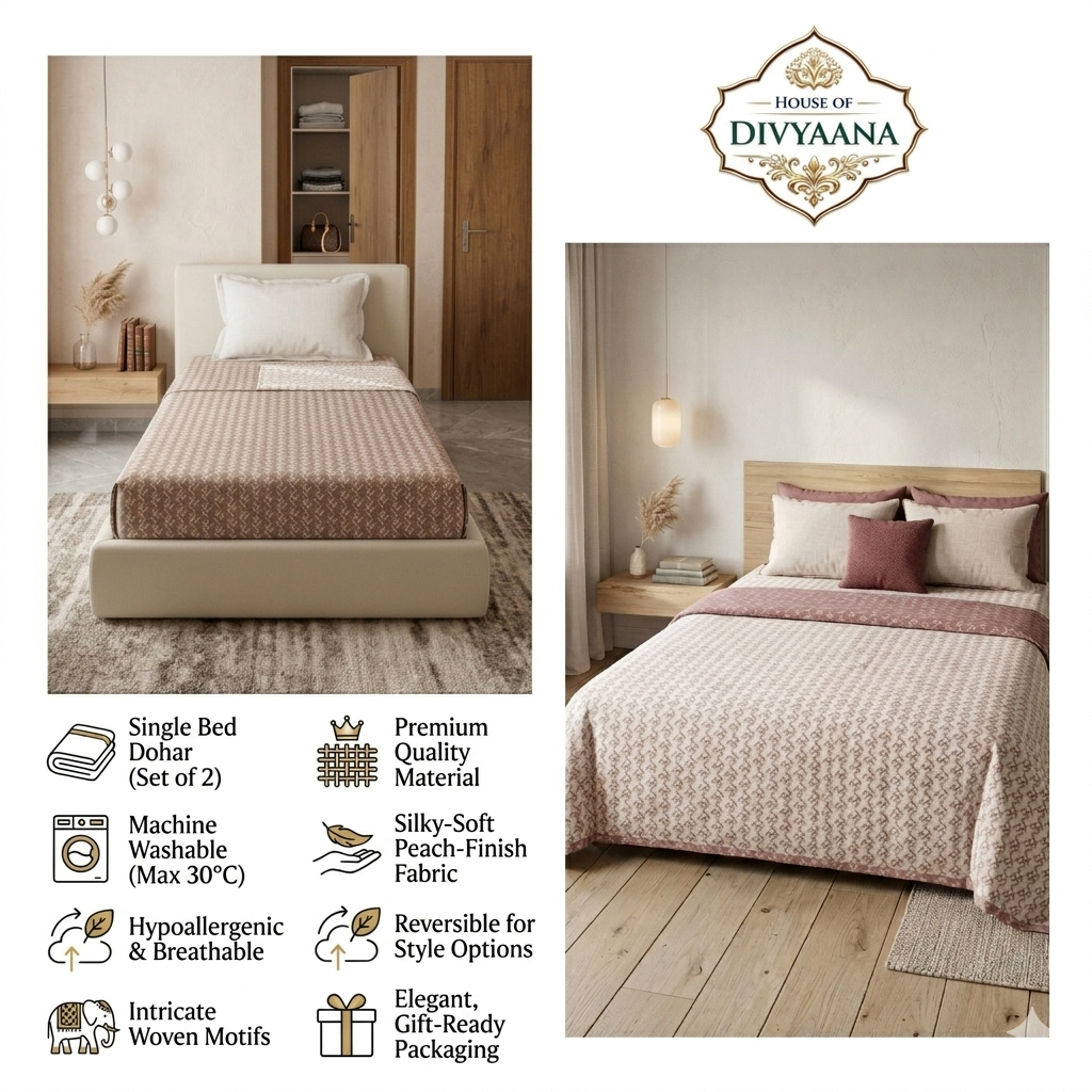 CaramelWeave Reversible Single Bed Dohar- set of 2