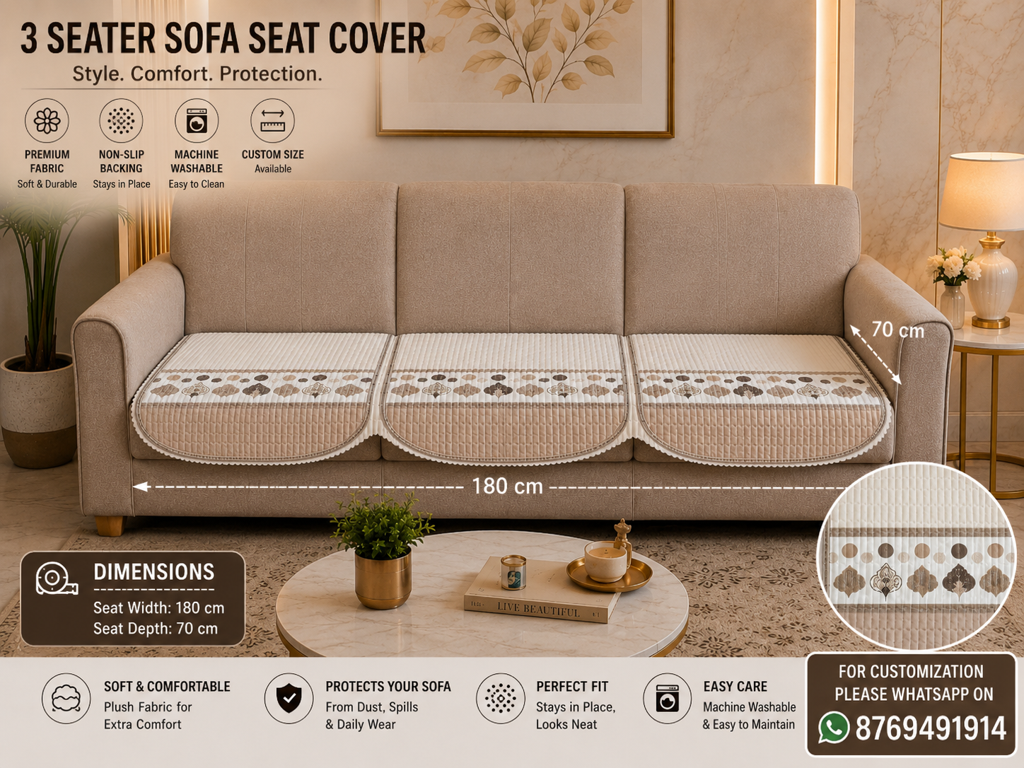 Multi Panel Premium Imported Quilted Sofa Cover