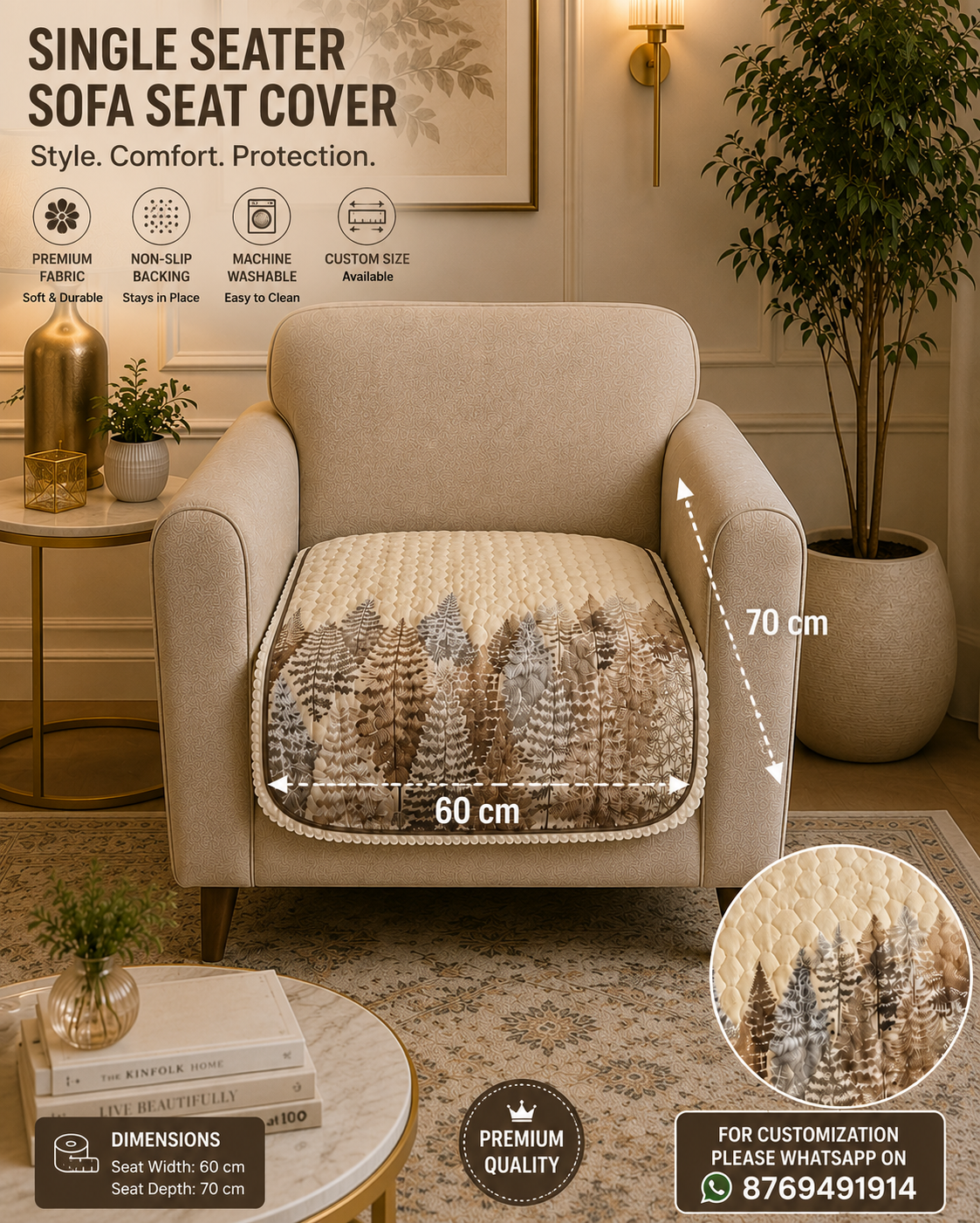 Tree Panel Premium Imported Quilted Sofa Cover