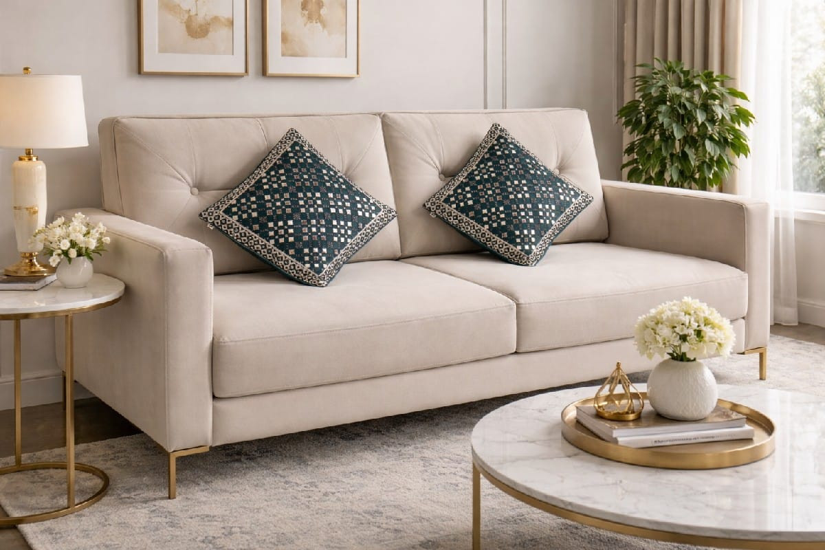 Regal Geo Luxe Glitter Cushion Cover– 16 × 16 Inches