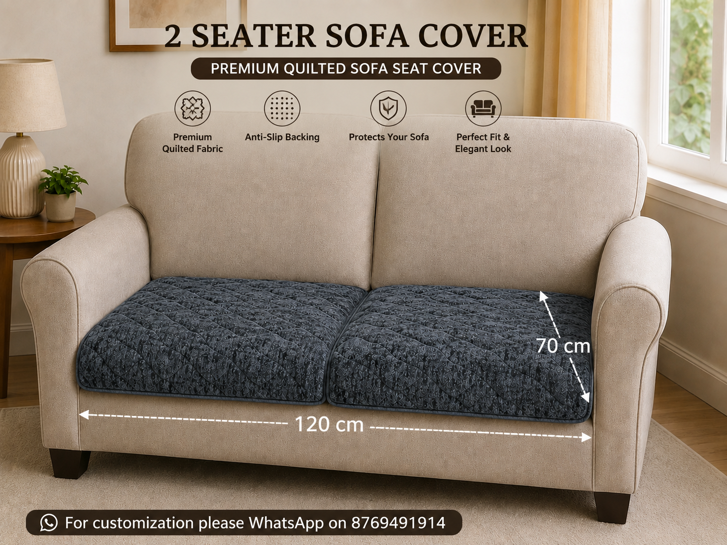 Delsey Quilted Panel Sofa Seat Cover